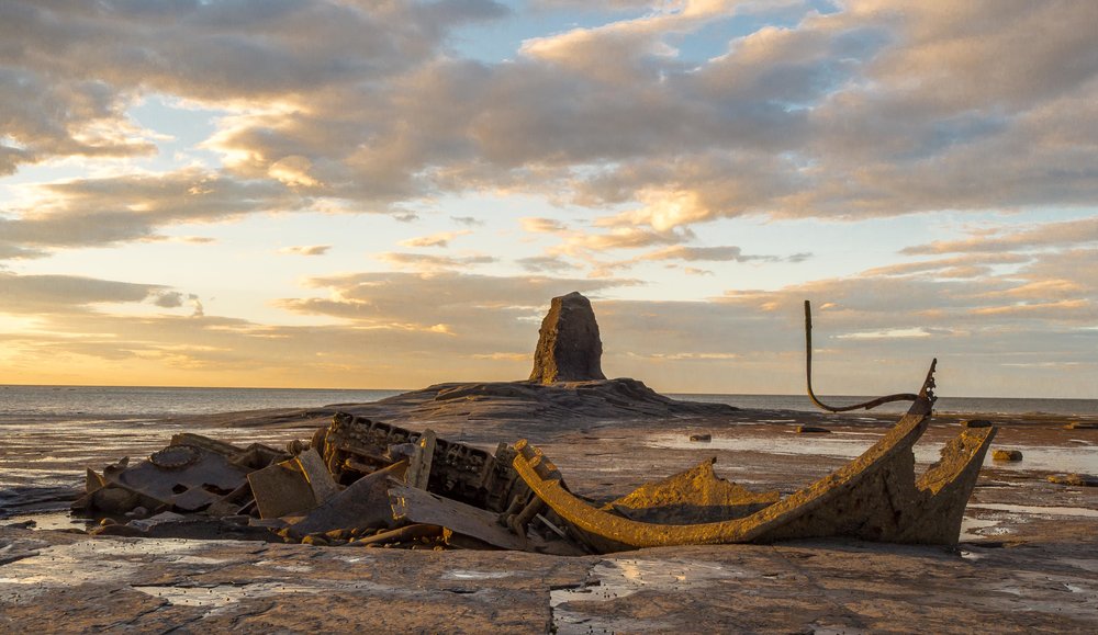 The Admiral von Tromp at Black Nab, Saltwick Bay — shot during a sunset